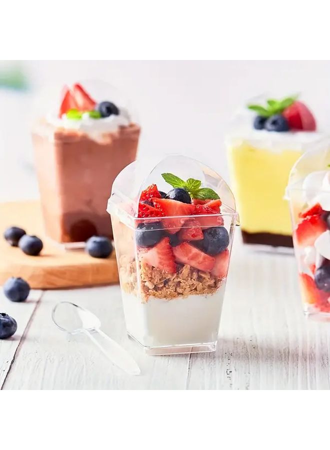 50pcs Square Plastic Dessert Cups With Lids Clear Party Cups For Ice Cream Yogurt - Image 2